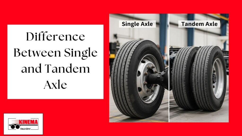 This image is about the difference between single and tandem axle trailers