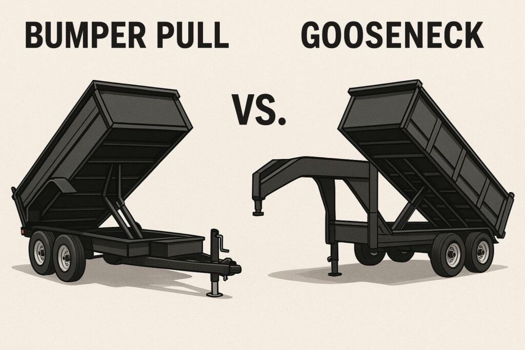 This image is about bumper pull vs gooseneck dump trailers