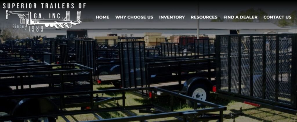 This image is a website front page of superior trailers of georgia