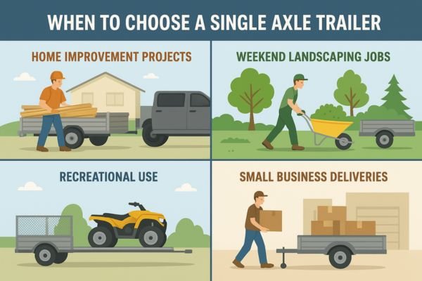 This image is about when to choose a single axle trailer