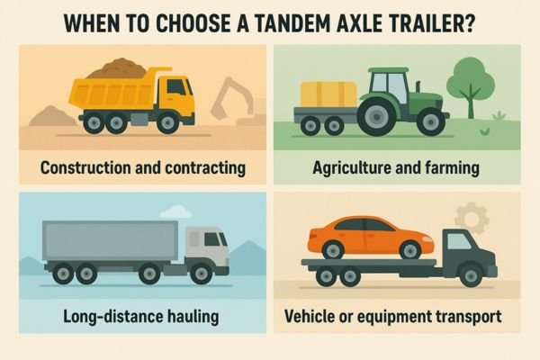 This image is about when to choose a tandem axle trailer