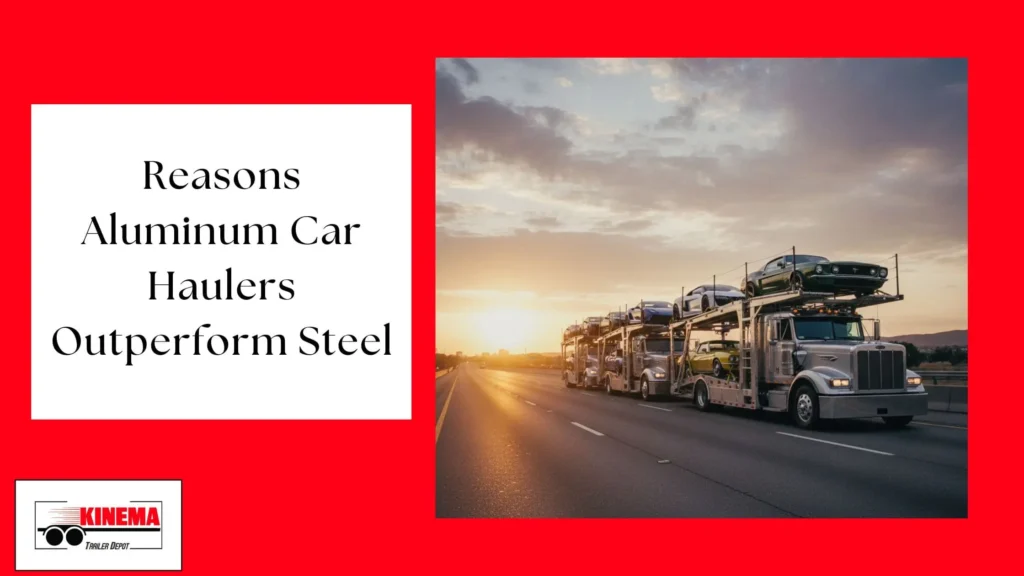 This is a blog a banner image of reasons why aluminum car haulers outperform steel